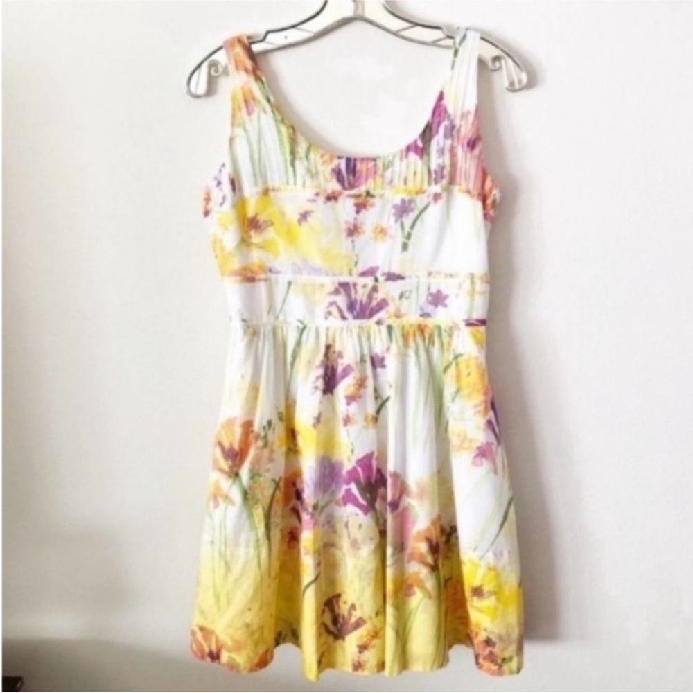 Calvin Klein Floral Dress in Yellow and Purple